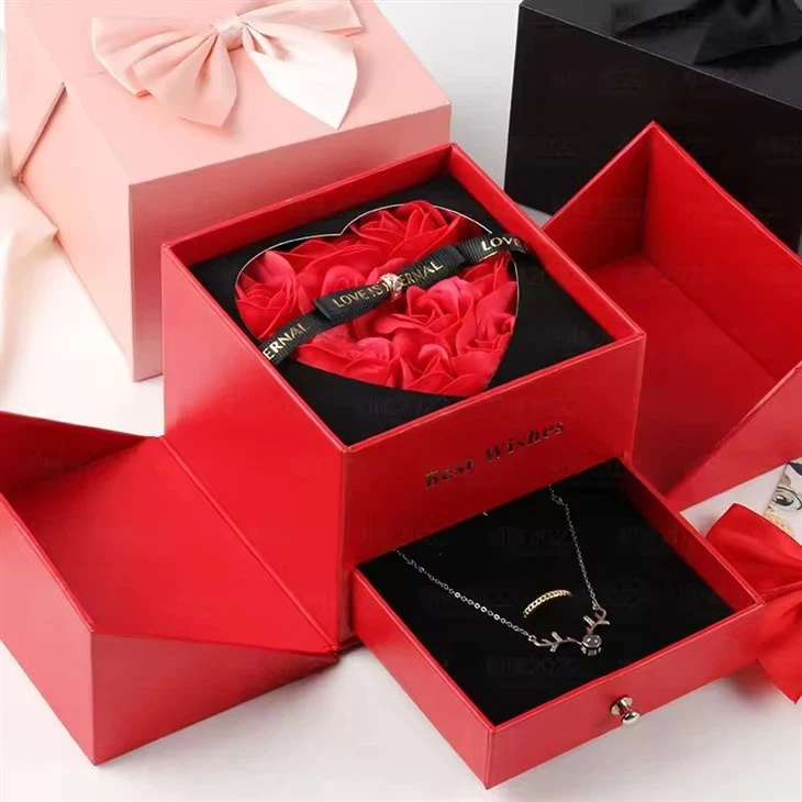 Heart Shape Rose Jewelry Drawer Boxes